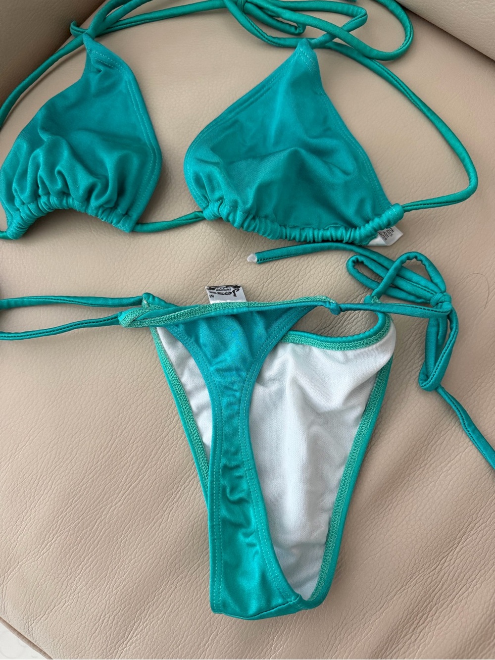 Teal Triangle String Bikini Set - Picture 3 of 4
